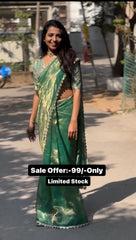Green Tissue Silk Saree For Festive Wear