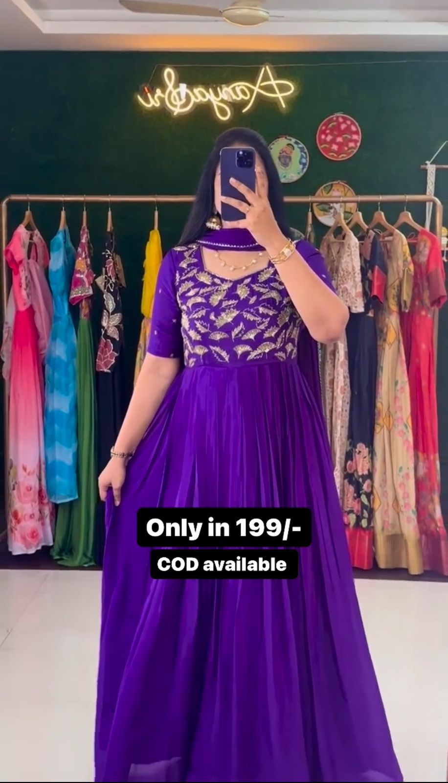 Purple Color Festive Wear Anarkali Gown With Duppatta