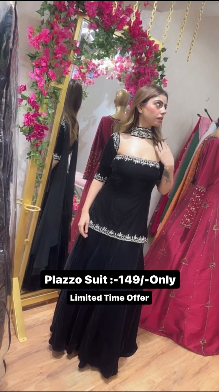 Black Velvet Plazzo Suit Set