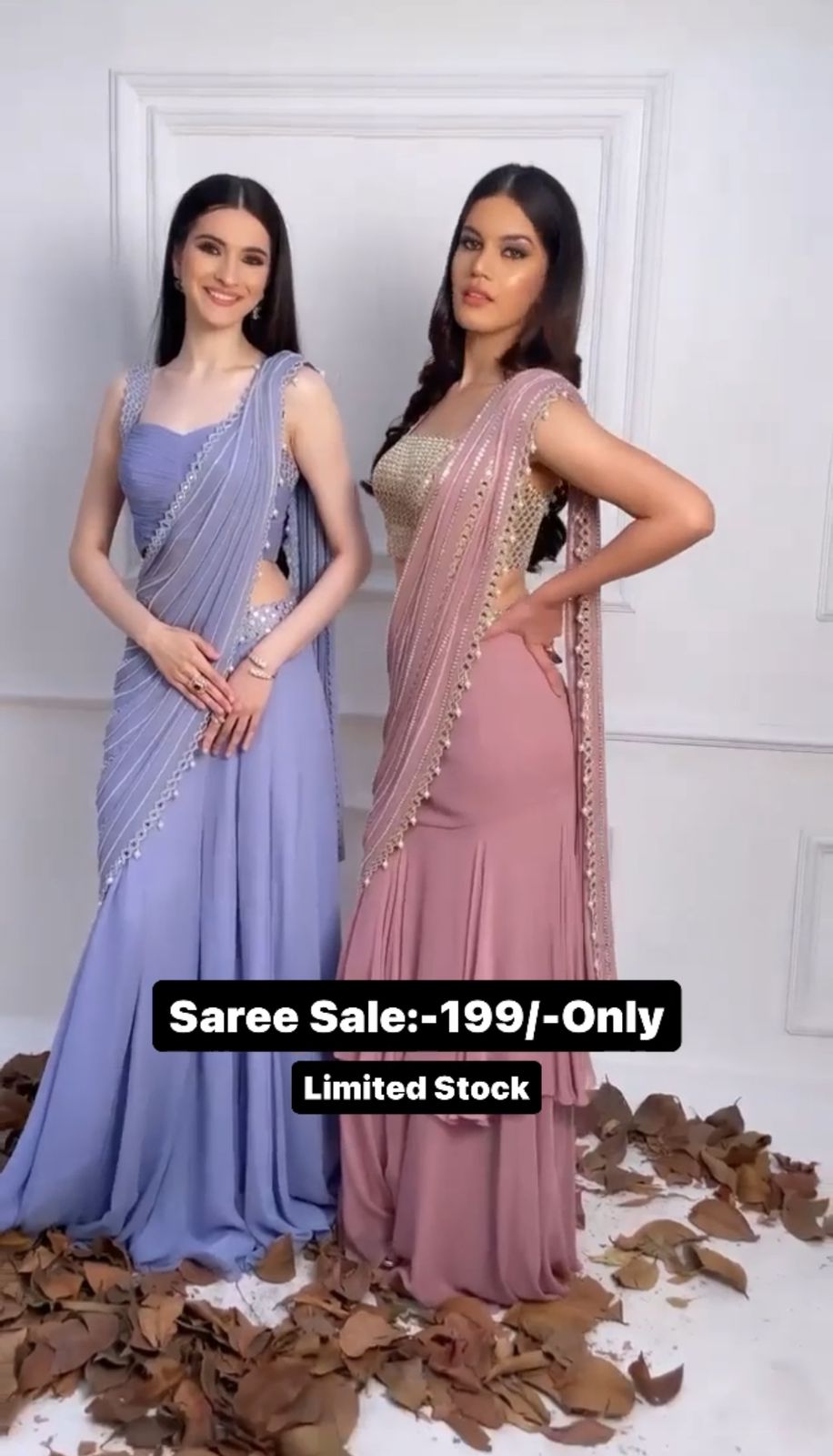 Ready To Wear Party Wear Pearl Work Saree