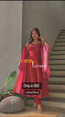 Red Color Bandhini Anarkali Suit Set