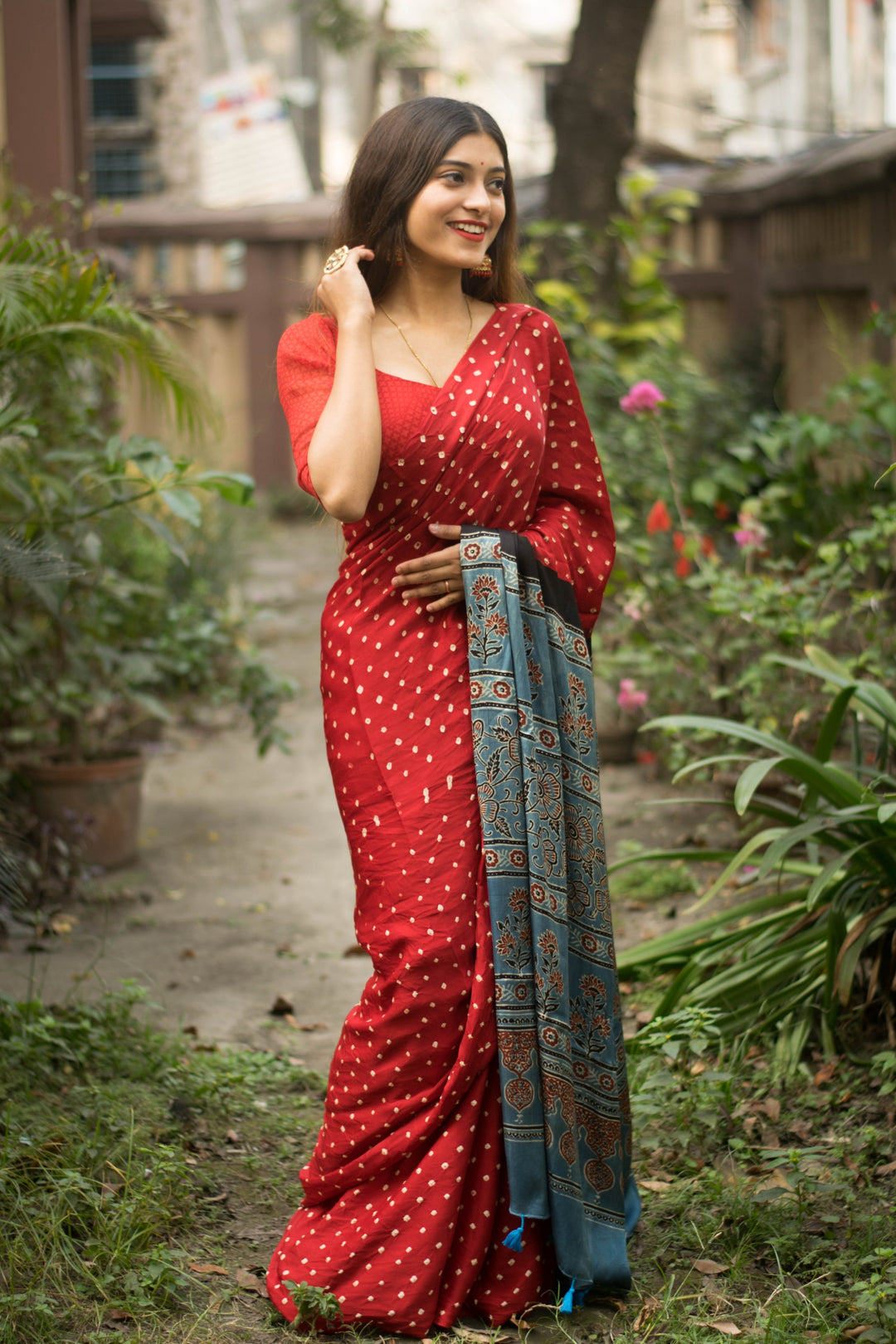 Bandhni Delight Red Color Digital Print Party Wear Saree