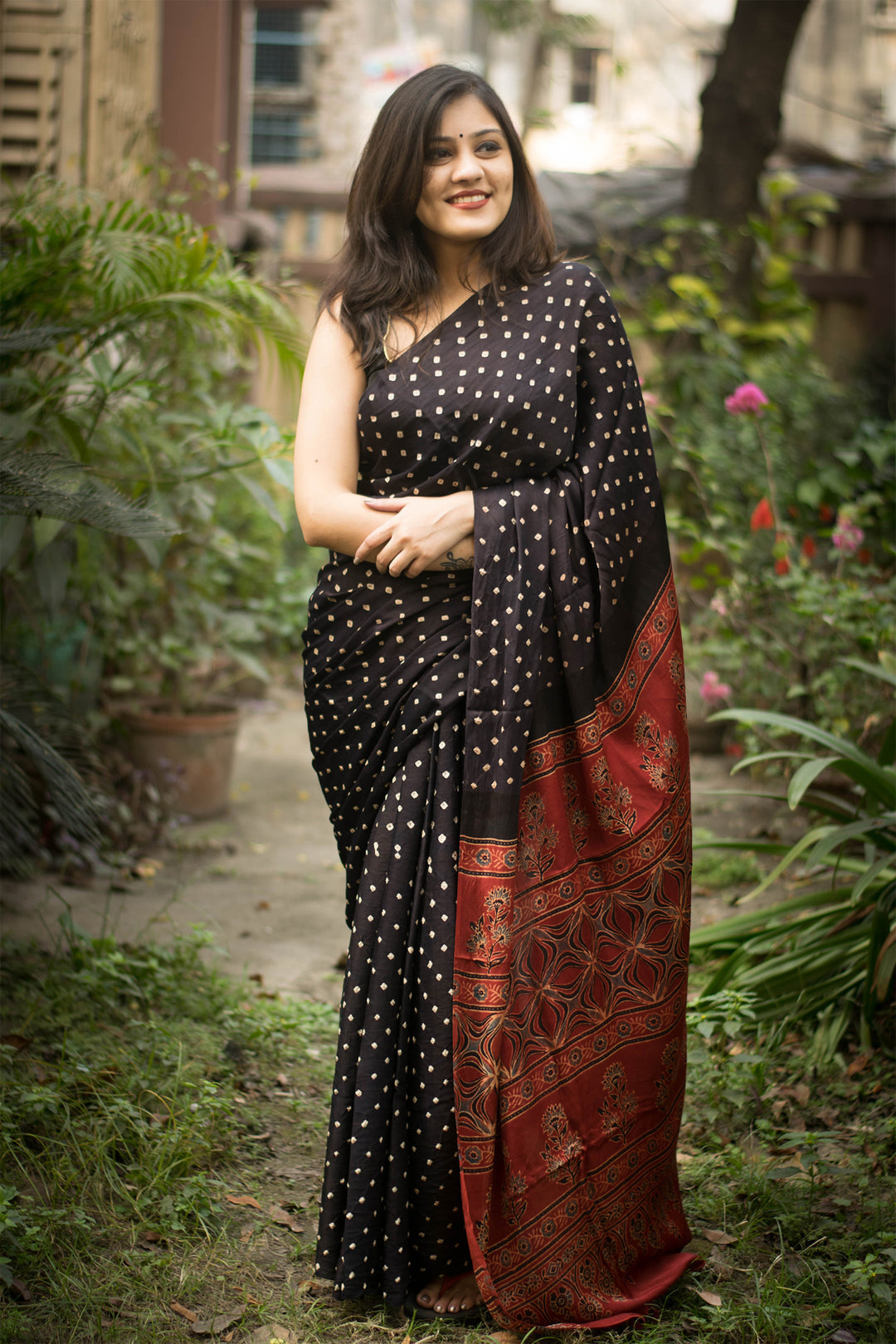 Bandhni Delight Black Color Digital Print Party Wear Saree