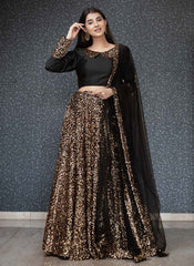 Adorable Velvet Fabric With Gold Sequence Work Party Wear Lehengha