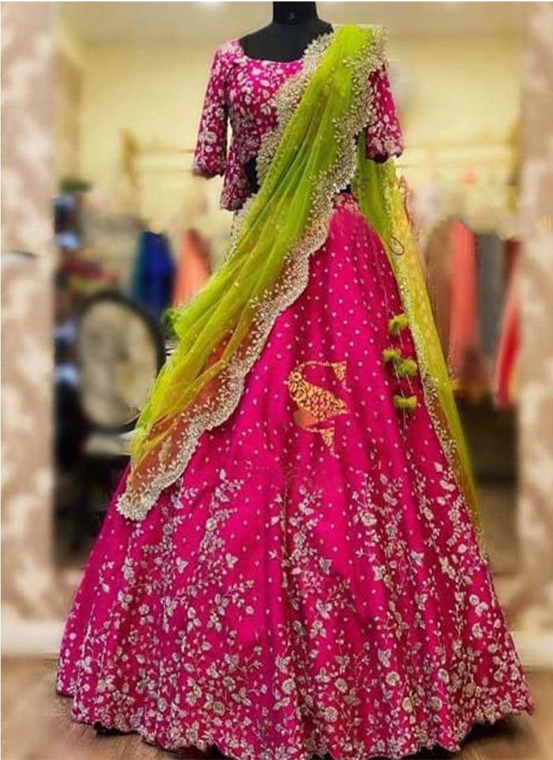 Awesome Embroidered Design With Stuning Pink Color Lehengha Chol